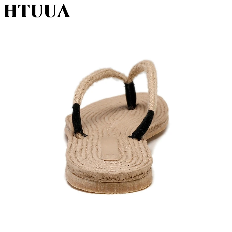 HTUUA/Новинка 2019 года вьетнамки из пеньковой веревки пляжная обувь женские