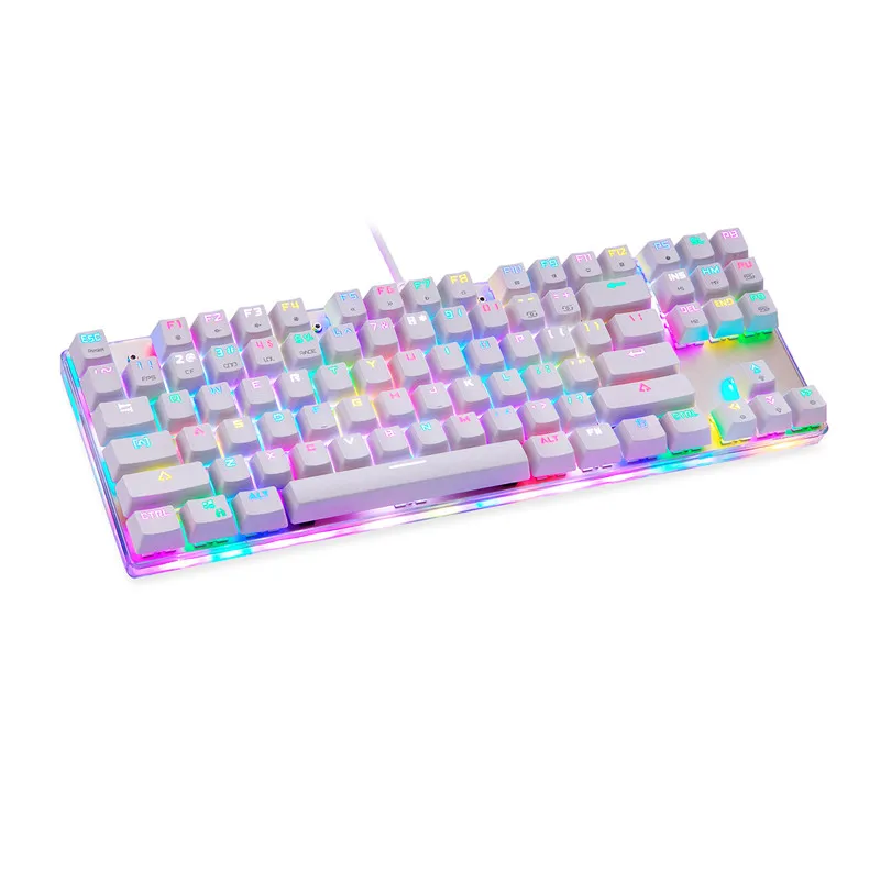 K87S Motospeed K87S ABS USB2.0 Проводная Механическая клавиатура с RGB подсветкой синий переключатель для компьютерных игр и связывания белый 1,8 mCable - Цвет: K87S