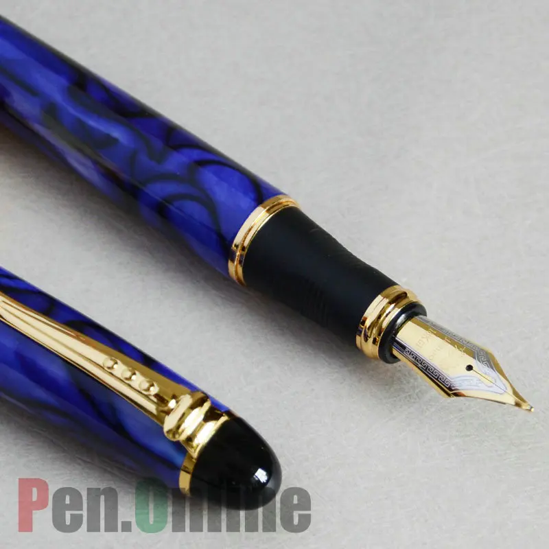 JINHAO X450 Королевского синего цвета мрамора и золотистого перо с широким основанием