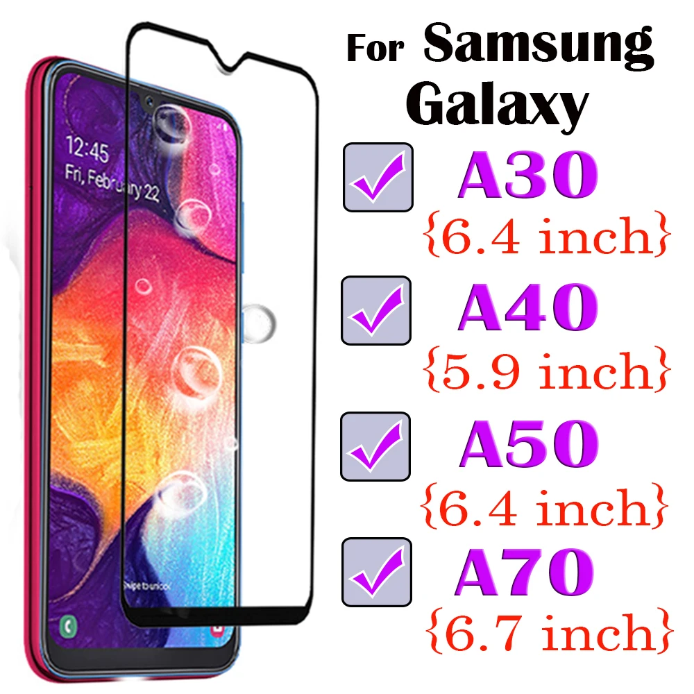 Защитное стекло для samsung a30 закаленное защиты экрана a40 a50 a70 galaxy a 30 40 50 70 пленка sumsung