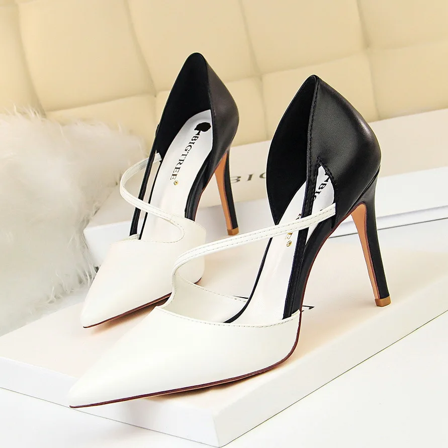 

Women 9.5cm High Heels Pumps White/Black/Gray/Red/Yellow Casual Lady Shoes Summer Sandals Classic Female Shoes Woman Footwear