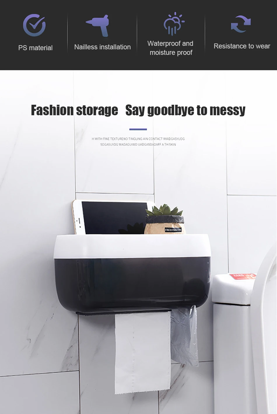 GUNOT Wall-mounted Toilet Paper Dispenser Portable Toilet Paper Holder Home Decoration Accessories Waterproof Tissue Storage Box