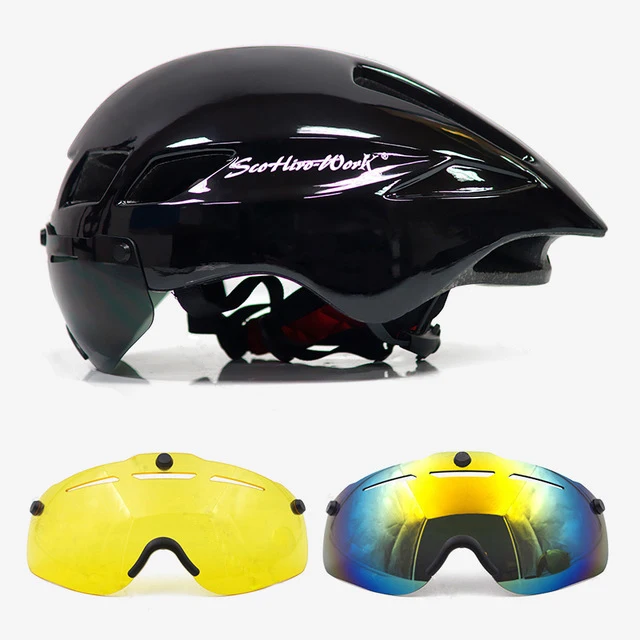 Велосипедный шлем TT aero Goggles шлем дорожный MTB велосипедный спортивный защитный шлем для верховой езды мужские гоночные велосипедные шлемы - Цвет: black 3 Lens