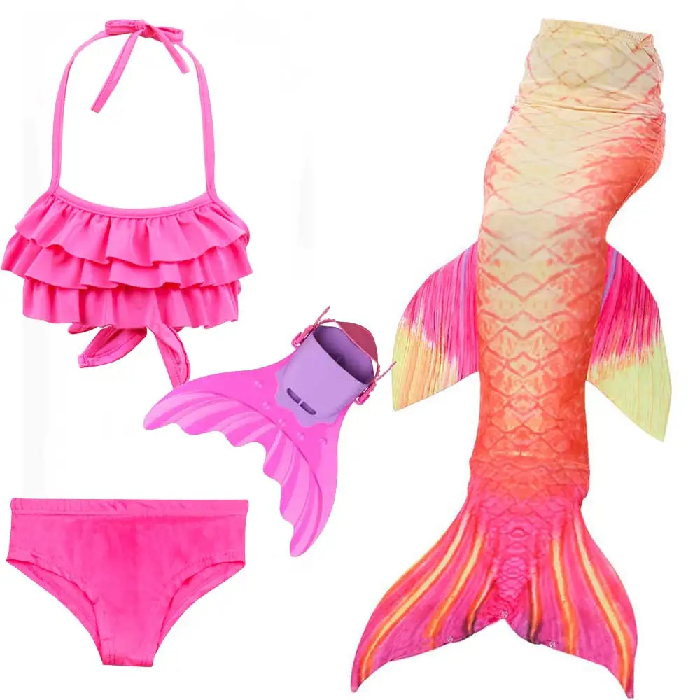 4 шт./компл. и девочек Одеяло хвост русалки для плавания Косплэй Купальный костюм