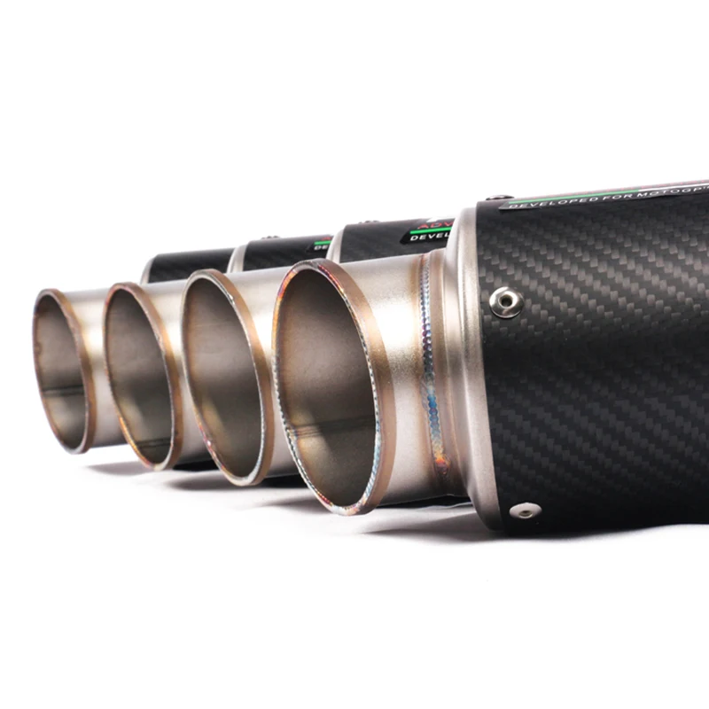 270mm/310mm/370mm/470mm Motorcycle Silencer System Tail Silp on for 60.5mm Motorbike Carbon Fiber Exhaust Muffler Pipe