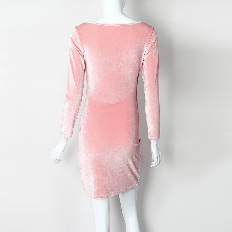 Женские бархатные платья для женщин офисные Для женщин Bodycon платье осень с v-образной горловиной и длинными рукавами на зиму пикантные Mujer мини размера плюс GV1030