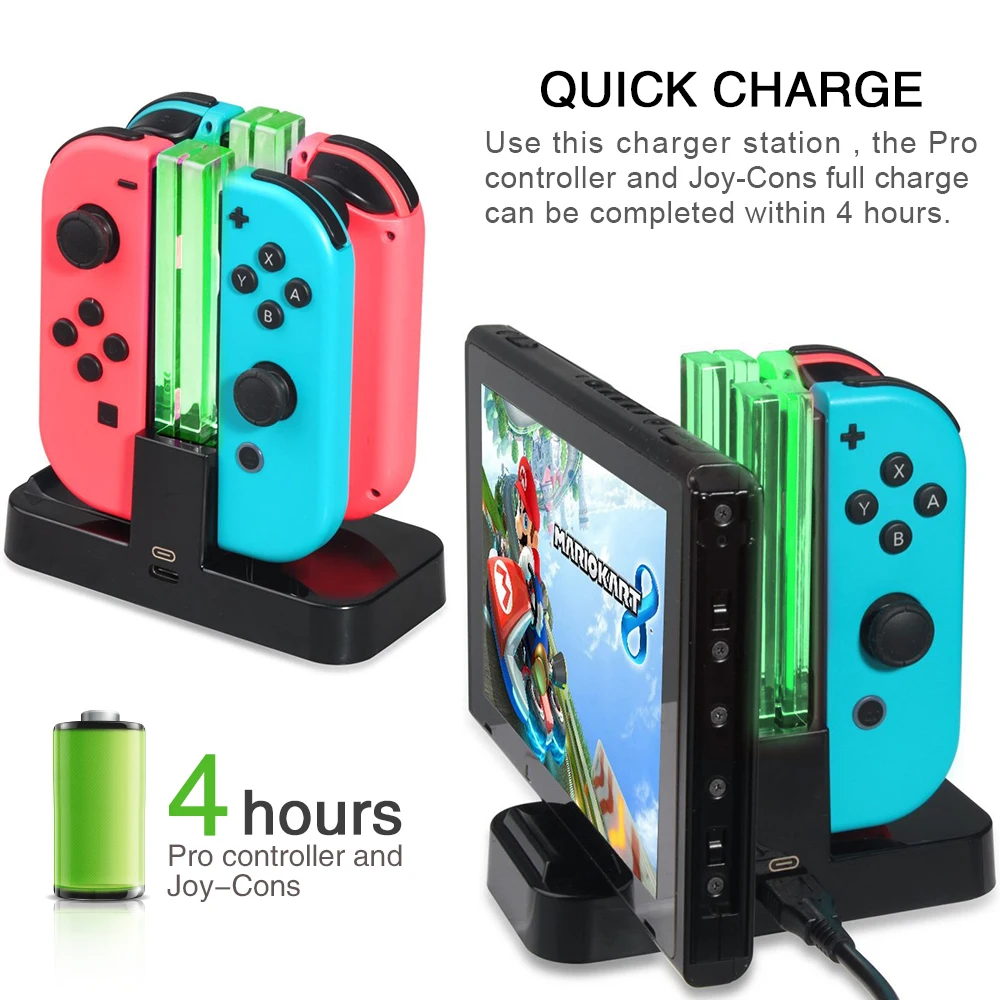 Зарядная док станция Joy Con Pro 4 в 1 USB геймпад подставка зарядное устройство типа C
