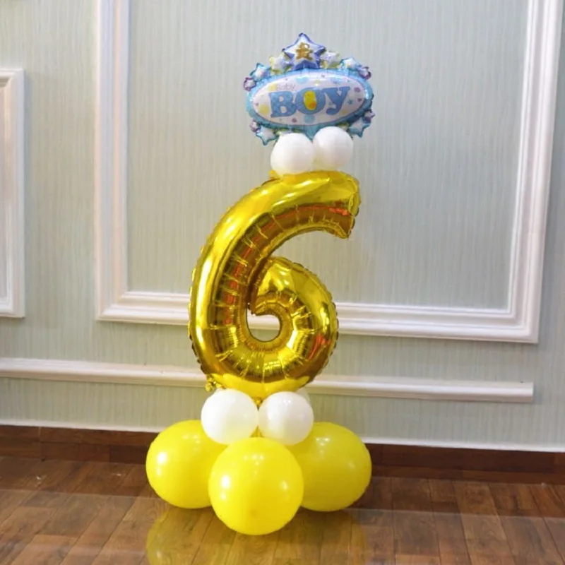

26pcs/set 40inch Number Crown Foil Balloons Birthday Party Digital Inflatable Ballon Road Lead Baby Shower DIY Pillar Decoration