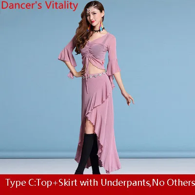 Type C as picture Танец живота топ юбки сексуальные женщины начинающих Slim Fit весна-лето сетка индийский восточный танец практика одежда наряд - Цвет: Type C as picture