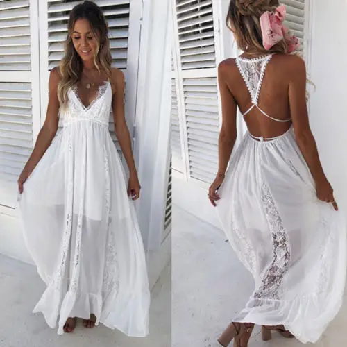 Летние женские s Boho женское платье макси Вечерние пляжные Длинный Сарафан