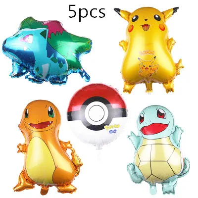 same as picure 5 шт. воздушные шары Pokemon Go Helium надувной шар с покемоном из фольги, игрушки, детские украшения на день рождения, Детские праздничные принадлежности - Цвет: same as picure
