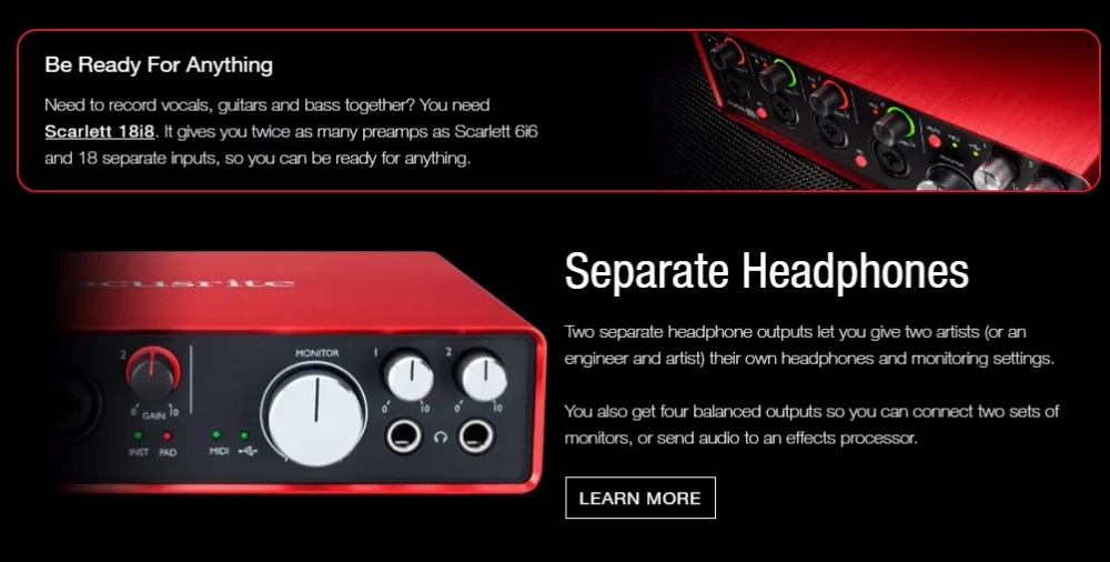 Новый оригинальный Focusrite Scarlett 6i6 (2nd Gen) 6 в USB 2.0 аудио интерфейс профессиональной