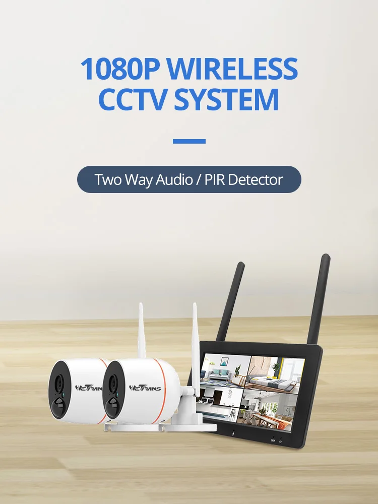 Weтранс 4CH 1080P Беспроводная cctv камера система безопасности комплект Wifi NVR сенсорный экран двухсторонний аудио уличные камеры видеонаблюдения набор