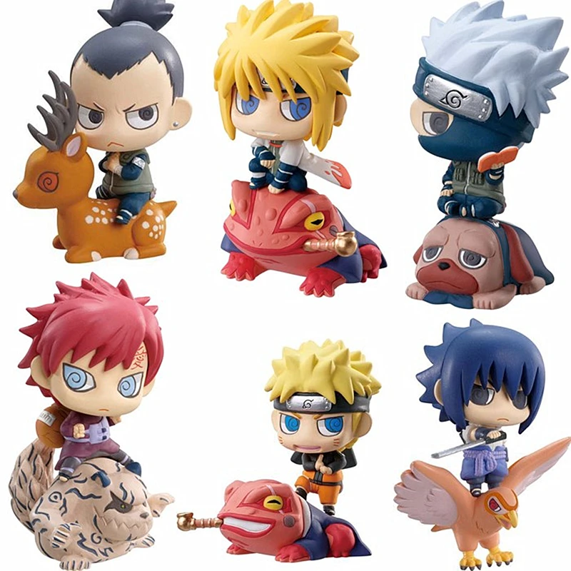 6pcs/set Pop Naruto Sasuke Uzumaki Kakashi Gaara Action With Mounts Figures Japan Anime Collections Gifts Toys | Игрушки и хобби