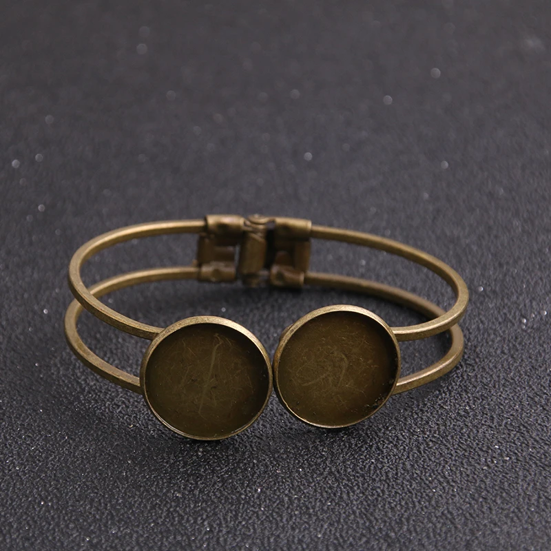 

1pcs Two Color 20mm Double Round Bangle Bracelet Blank Base Tray bezel Cabochon Setting