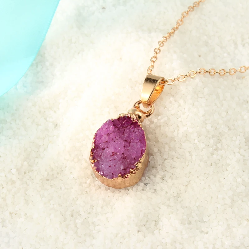 Dayoff Boho Druzy натуральный камень неправильный золотой цвет сырой Подвеска для