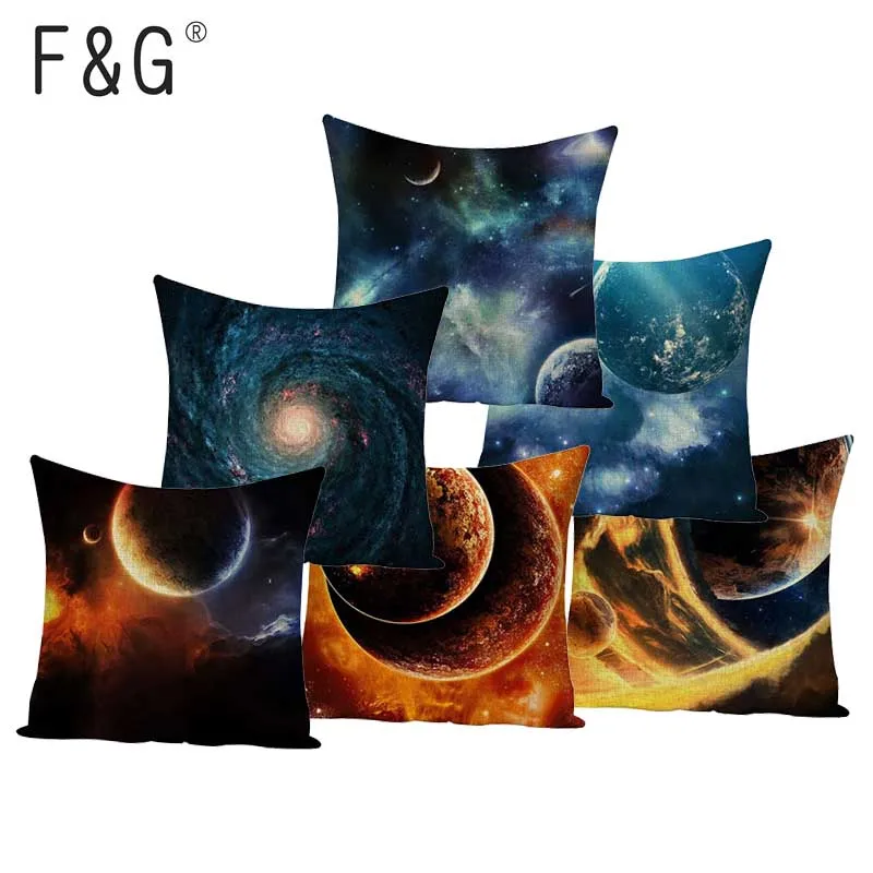 Космический Чехол для подушки из хлопка и льна наволочки стула диванные