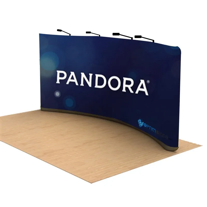 

Morning custom pattern display frame 7x3m curved tension fabric backdrop exhibition advertising wall board