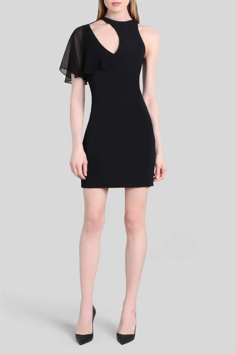 New Summer Black Petal Sleeve Hollow Out Fashion Bandage Women Dress Sexy Prom Party Dresses | Женская одежда