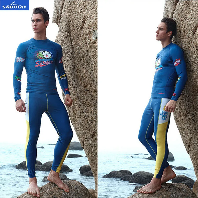 SABOLAY Мужчины рашгард гидрокостюм спортивный костюм С Длинными Рукавами