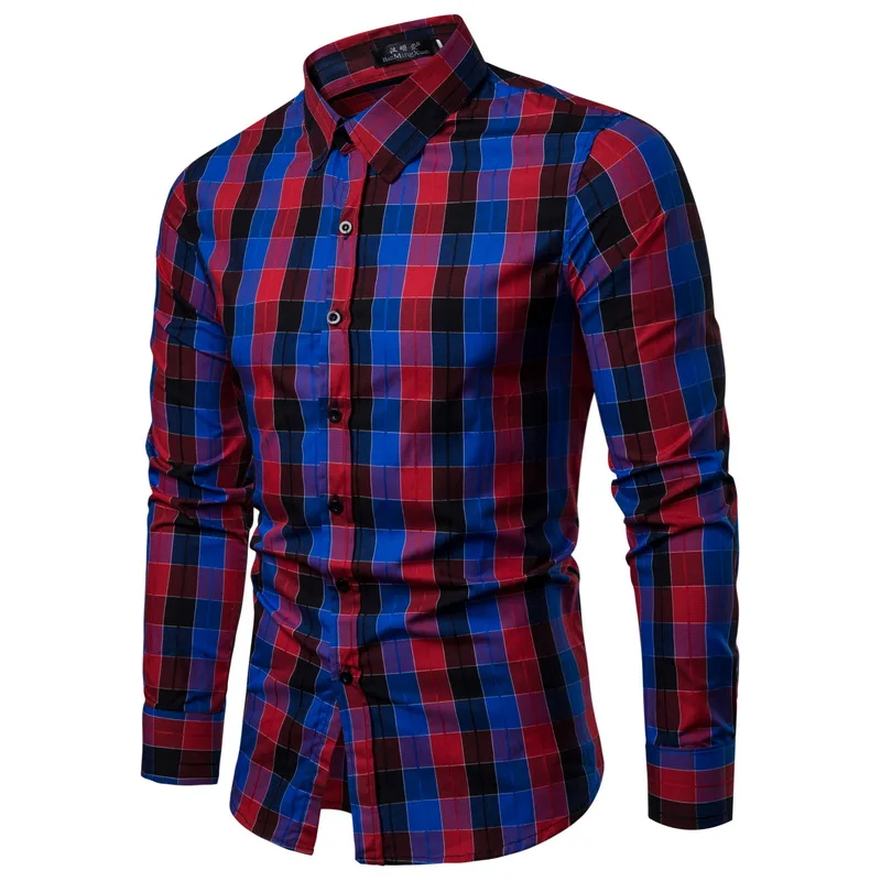 2019 брендовая клетчатая рубашка мужские рубашки с длинным рукавом Chemise Homme хлопковые в клетку повседневные