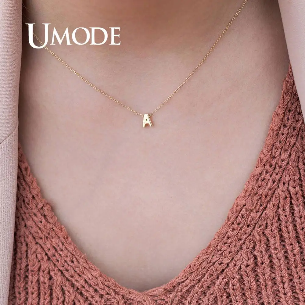 UMODE женское серебряное ожерелье-чокер с 26 буквами, персонализированное золотое ожерелье с подвеской, летние ювелирные аксессуары UN0373
