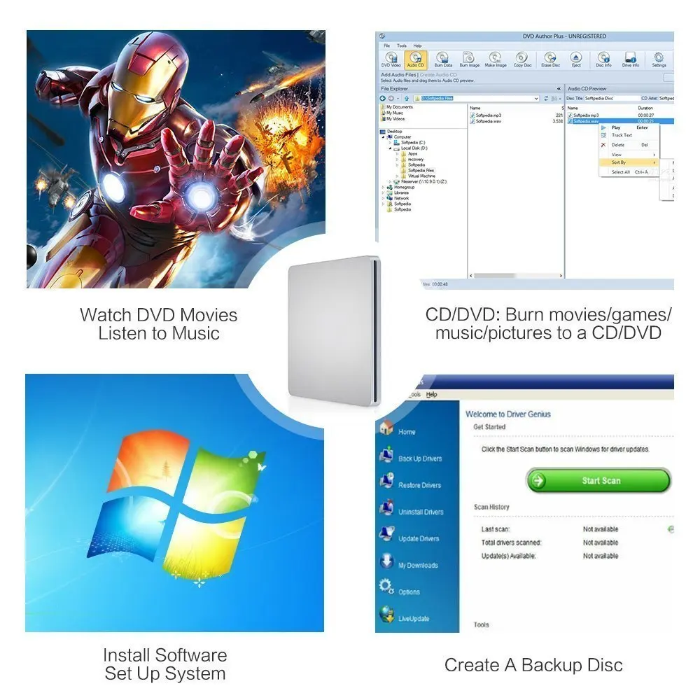 YiYaYo USB 2 0 DVD-привод оптический привод внешний фонарь DVD-проигрыватель для i mac hp lenovo