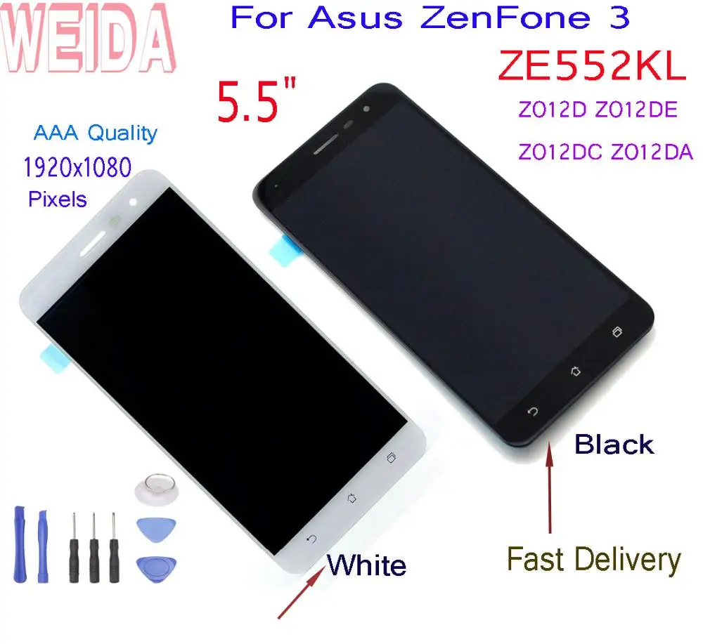 ЖК дисплей 5 дюйма для Asus ZenFone 3 ZE552KL Z012D Z012DE дигитайзер сенсорного экрана в сборе +