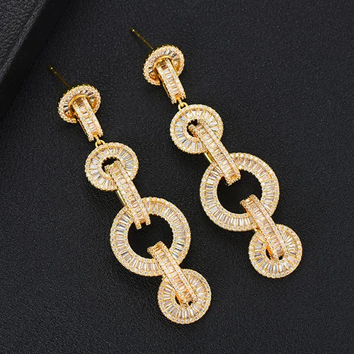 Gold SisCathy 20*74 мм, модная Геометрическая круглая пряжка, большие серьги, нигерийские Дубаи, свадебные ювелирные изделия, длинные висячие серьги для женщин - Окраска металла: Gold