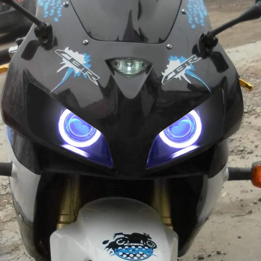 KT фара Подходит для Honda CBR600RR 2003-2006 LED Angel Eyes Blue Demon Мотоцикл HID Bi-xenon объектив