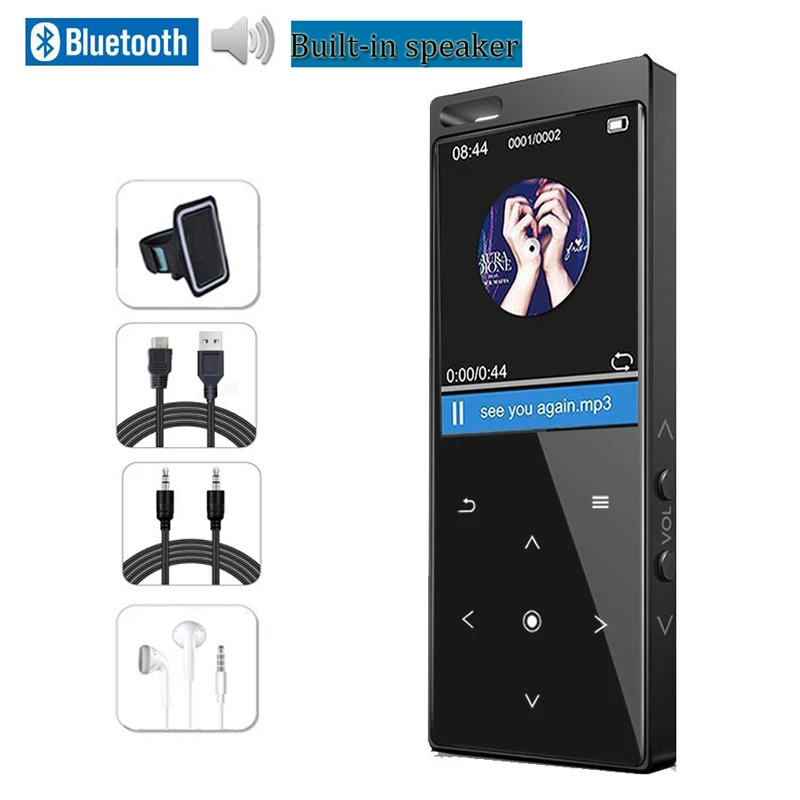C12-Full-Set-Black CHENFEC C12 MP3 плеер с Bluetooth 4,0 Встроенный 8 Гб динамик музыкальный плеер Поддержка FM радио Запись Иврит Русский - Цвет: C12-Full-Set-Black