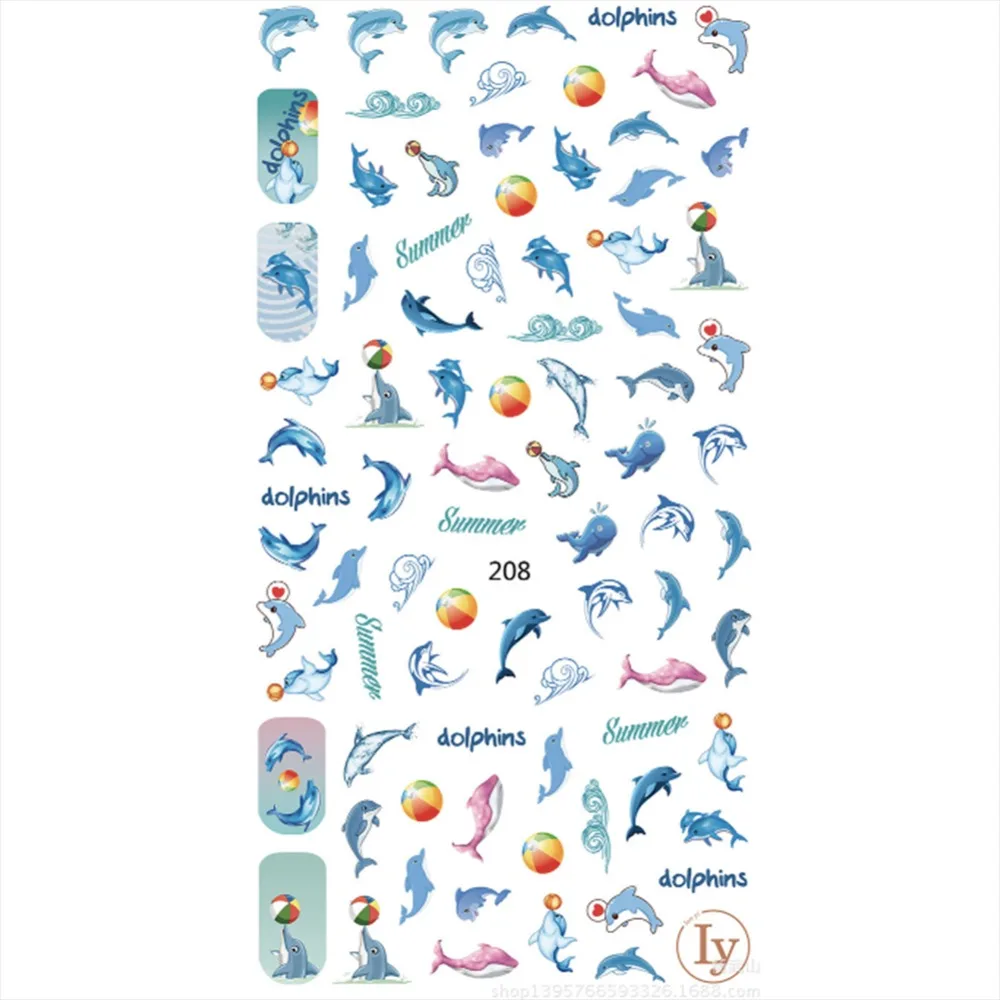 1 лист летняя морская наклейка для дизайна ногтей ультратонкий 3D стикер наклейки