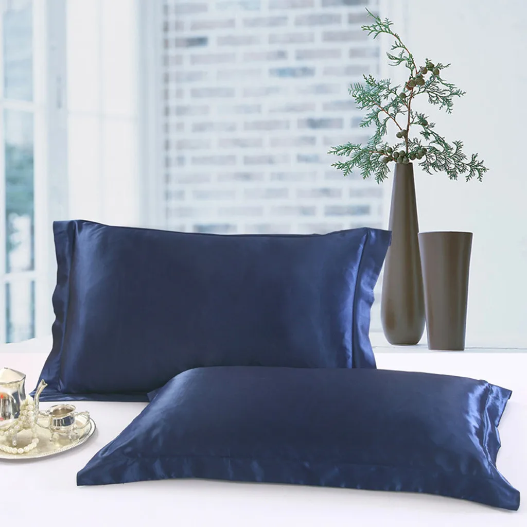Solid cushion cover Throw PillowCase Queen Standard Satin Bedding Decor Pillowcases Silk Home Gift living room F301228 | Дом и сад