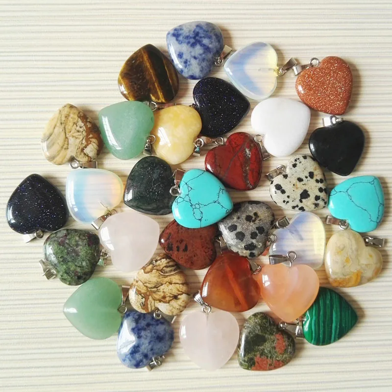Подвеска из натурального камня в форме сердца 20 мм 50 шт./лот|stone pendant|pendant for