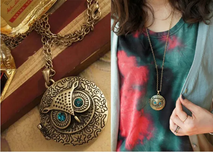 Lady Girl Fashion Chic Owl Eye Statement Bib Choker Bronze Pendant Chain Necklace Jewelry Gift High quality | Украшения и