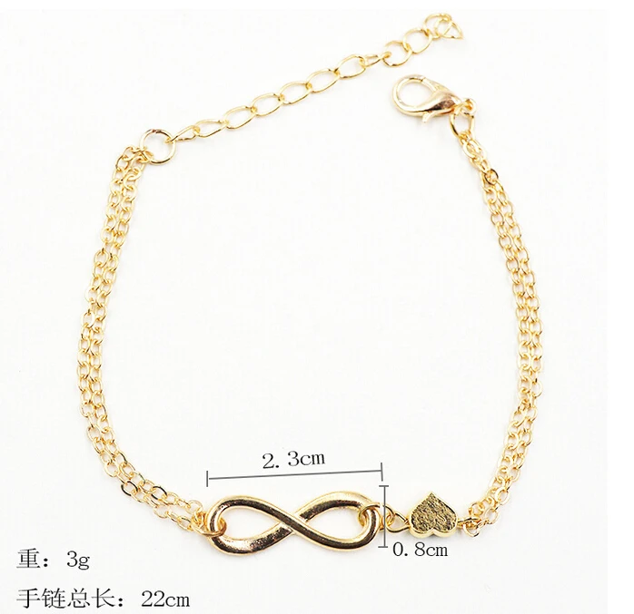 Новинка 2017 модный браслет с бесконечностью в форме сердца для женщин ювелирные
