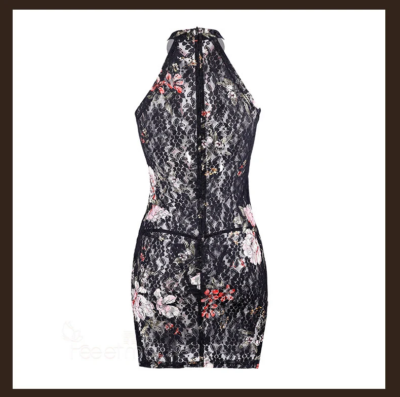 Сексуальное женское нижнее белье Cheongsam для ночного клуба, Сетчатое летнее традиционное китайское платье для женщин, кружевные вечерние мини-платья Qipao