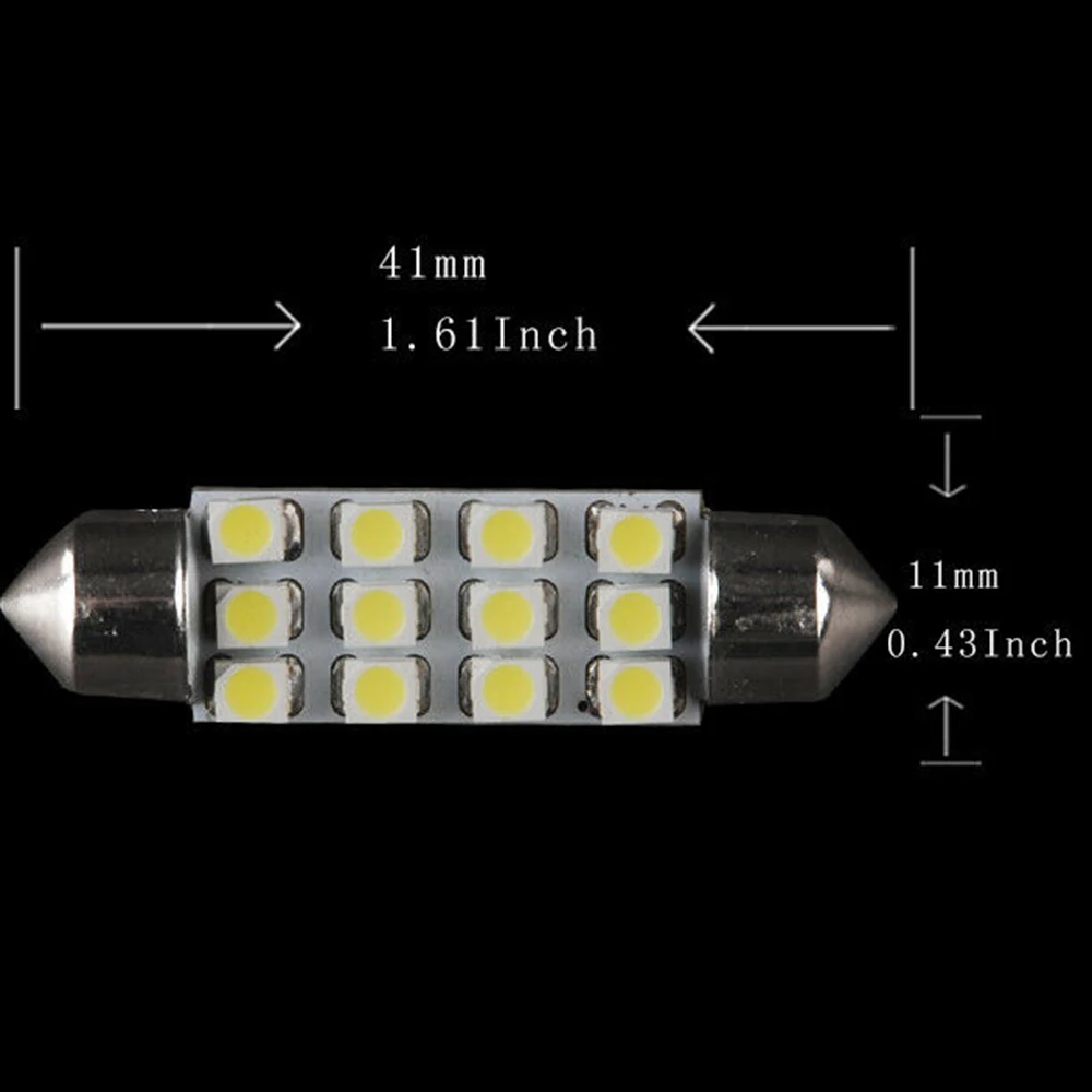 50Pcs Led Interior Lights Bulbs Super White 42MM 12-SMD Festoon 3528 License Plate Light Car Auto Roof Tail Lamp Trunk | Автомобили и