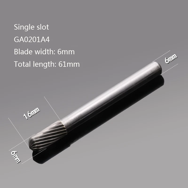 Single slot 6mm Вольфрамовая сталь твердого металла Шлифовальная головка сплав роторное Фрезерование резак резьба по дереву u-стальной файл c-образный цилиндрический шар головка - Цвет: Single slot 6mm