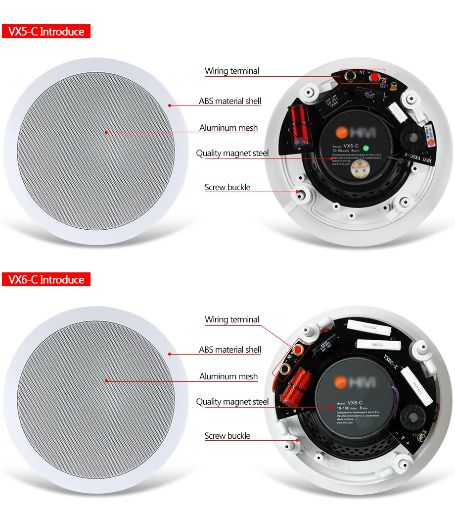 VX5-C профессиональный Hi-Fi потолочный настенный динамик 6,5 дюймов 8 Ом лучшее качество звука
