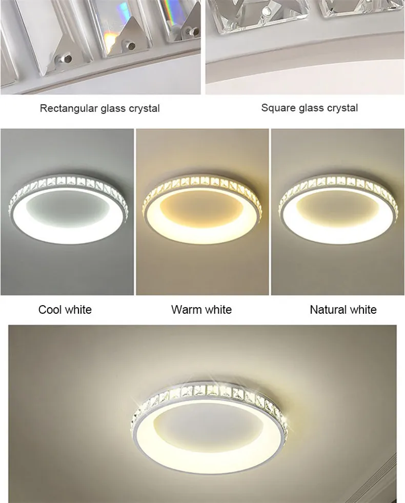 Круглый 360/450mm Crystal Современные светодиодные люстры-украшения plafonnier Led Потолочная хрустальная люстра для гостиной Спальня лампа