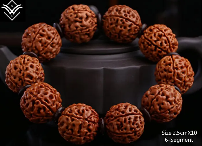 Rudraksha 6 сегментов 25 мм x 10 сетчатый Браслет Будды с бусинами | Украшения и