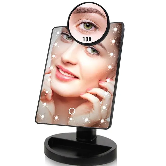 22 Black LED Light 22 Светодиодный зеркало для макияжа зеркало с подсветкой зеркало для макияжа с подсве ткой Фонари сенсорный экран маки - Цвет: 22 Black LED Light