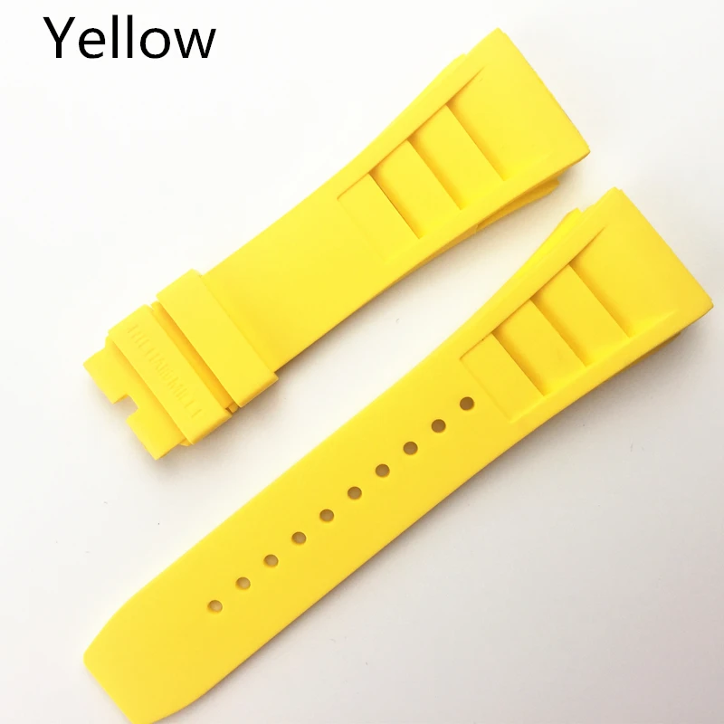 MERJUST 20mm Red Black Green Gray Orange Yellow Soft Silicone Rubber Watchband For Richard Watch Mille RM011 Strap Bracelet