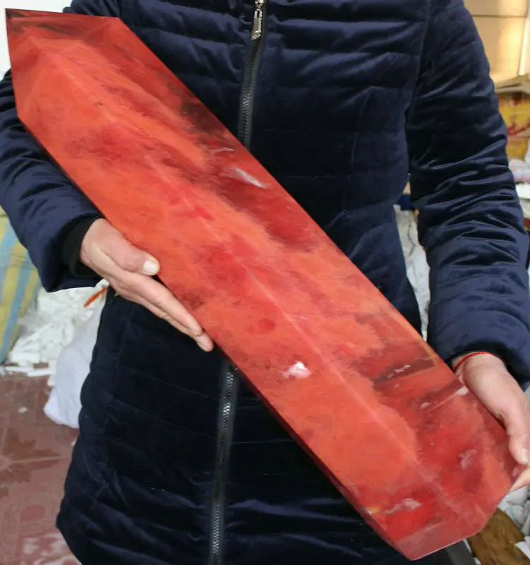 57.5LB 2" огромный, гигантский красный плавильный кварцевый кристалл точка полированный Исцеление