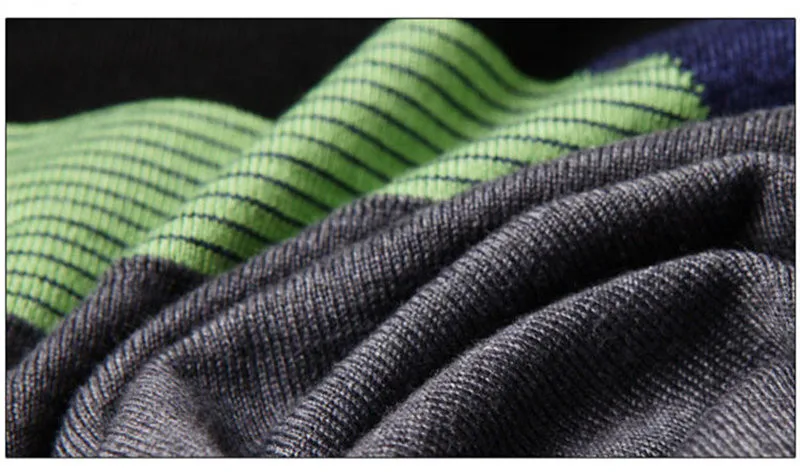 

Men Long Sleeve discount patchwork Sweater Men Casual Brand O-Neck Clothing Cashmere Wool Pullover Drop shipping top coat plus