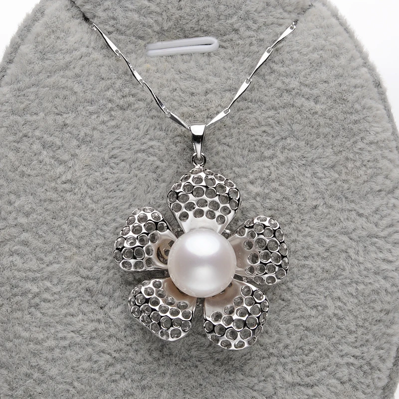 Изысканные цветы серебро 925 пробы натуральный пресноводный жемчуг подвеска