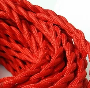 Red 10 метров тканевый кабель Шнур для винтажного подвесного светильник 110/220 В декоративные кабели для светильников Золотая вязаная ткань витой Электрический провод - Цвет: Red