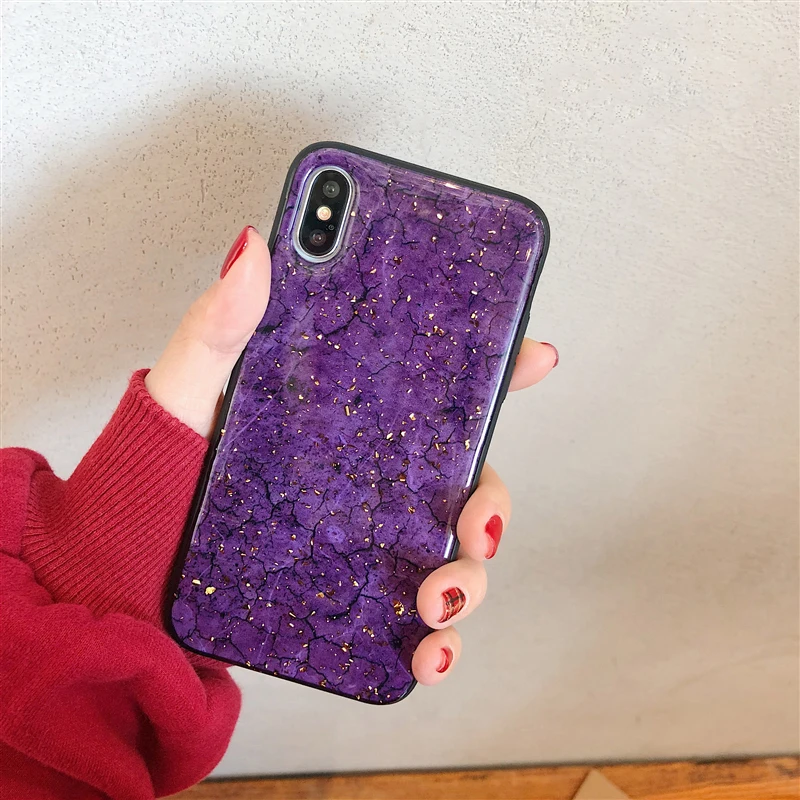 Purple Чехлы из золотой фольги для Huawei P10 P20 Mate 20 lite Pro 20X Nova 3 3i 4 Чехол Honor 9 10 V9 V10 8X MAX 8C мраморный мягкий чехол - Цвет: Purple