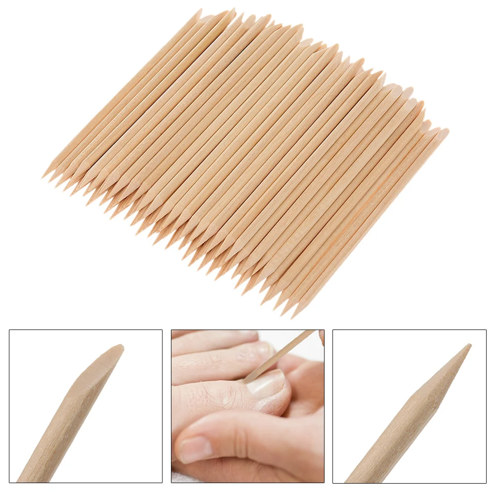 100 шт. деревянные палочки для дизайна ногтей|Пушеры кутикулы| |